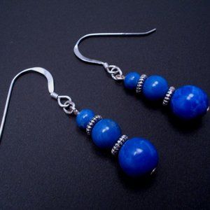 Earrings - STERLING SILVER - Lapis Tears Drop
